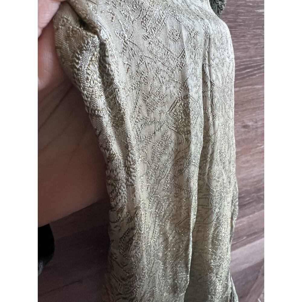Boho Hippie Whimsigoth Rayon Dress Womens M Green Brown Fairy Core Lace Witchy - Picture 9 of 9